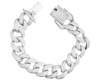Premium Bling 925 Sterling Silver Bracelet - MIAMI CURB 18mm - Silver