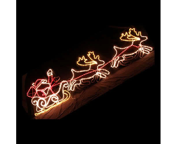 LED Santa on Sleigh Reindeer Rope Light