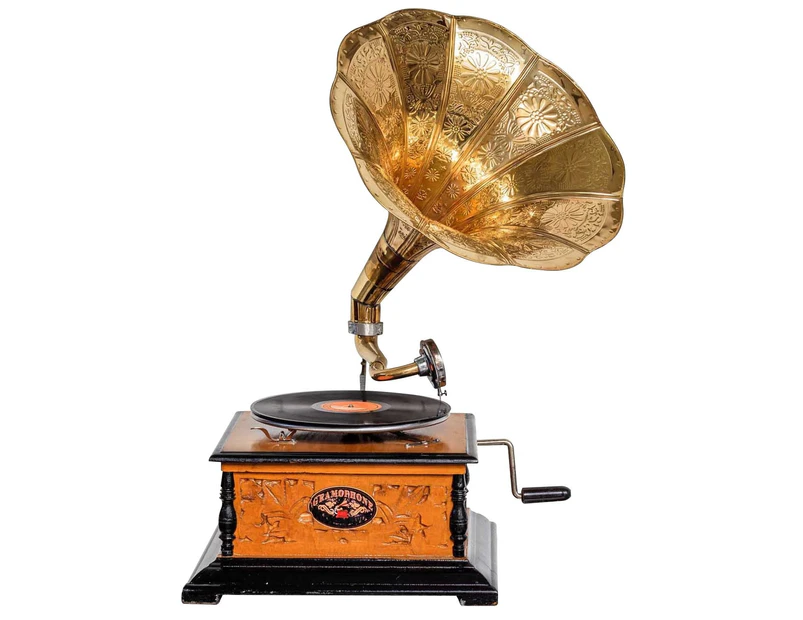 Carved Wooden Gramophone