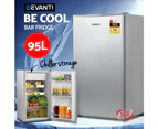 Devanti 95L Bar Fridge Silver Mini Freezer Portable Electric Refrigerator Cooler Home Office