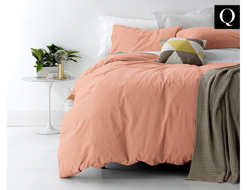 Park Avenue European Vintage Washed Queen Quilt Cover Set - Blush