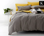 Park Avenue European Vintage Washed King Quilt Cover Set - Coal