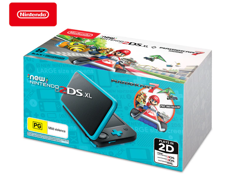 Nintendo New 2DS XL Handheld Console - Black/Turquoise