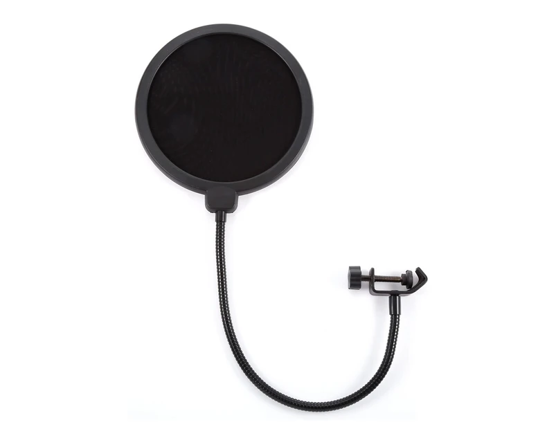 Professional MPF-6 6-Inch Clamp On Microphone Pop Filter Bilayer Recording Spray Guard  - Black