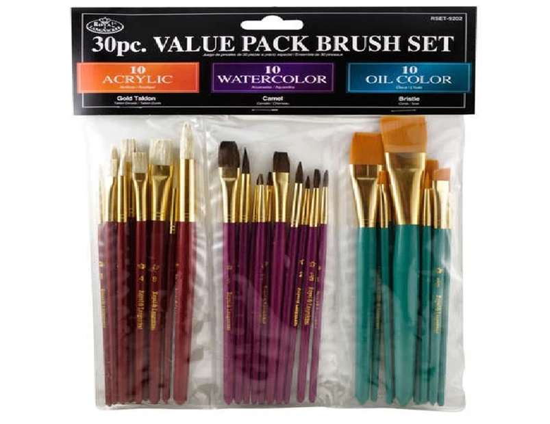 30 Pcs Art Paint Brushes Draw Painting Acrylic Water Colour Oil Set Drawing