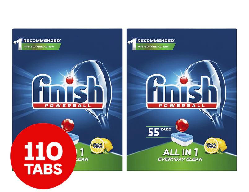 2 x 55pk Finish Powerball Supercharged All In 1 Dishwashing Tablets