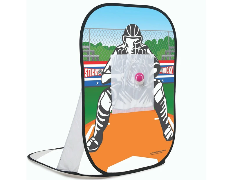 Catcher with Sticky Strike Zone and Ball - Outdoor Baseball Game