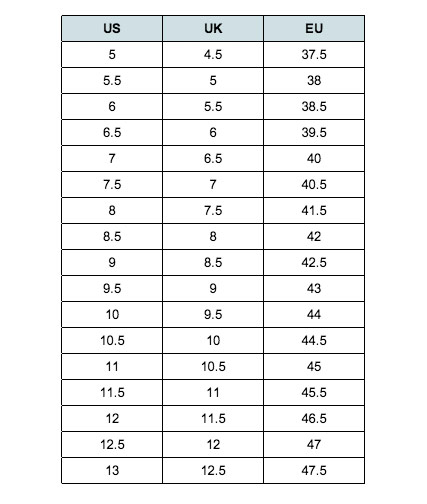 New Balance Us Size Chart