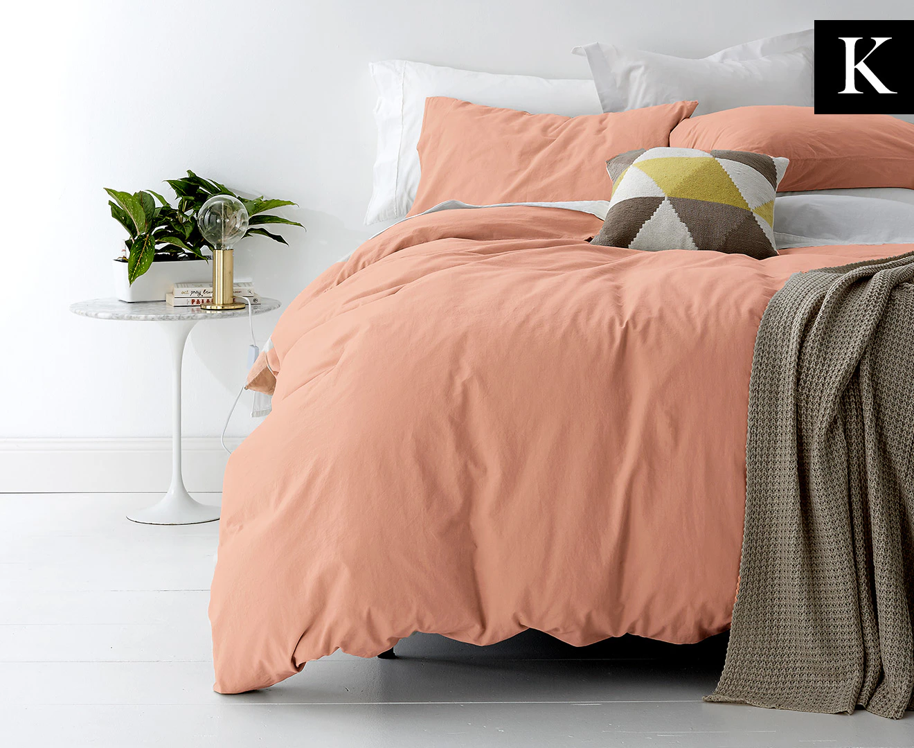 Park Avenue European Vintage Washed King Quilt Cover Set - Blush