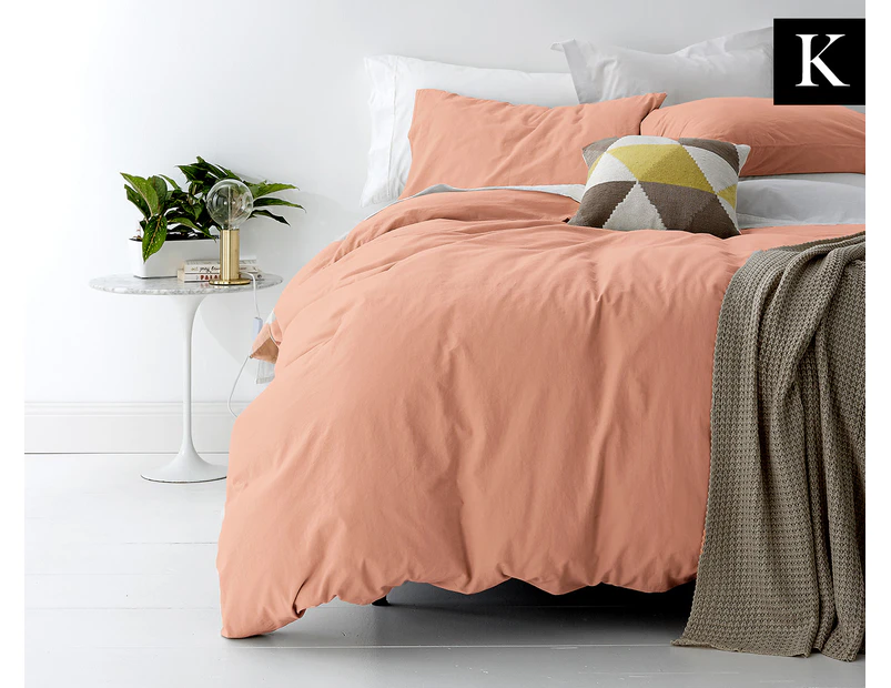 Park Avenue European Vintage Washed King Quilt Cover Set - Blush