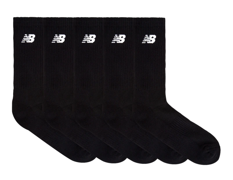 New Balance Men's US Size 7-11 Vanquish Crew Socks 5-Pack - Black