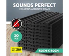 20pcs Studio Acoustic Foam Panels Tile Sound Proofing Absorption Batts 50X50CM