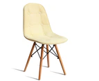 PU Leather Padded Eames Dining Chairs in CREAM 4pcs