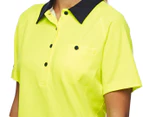 Hard Yakka Women's Koolgear Hi-Vis Short Sleeve Ventilated Polo - Lemon/Dark Navy