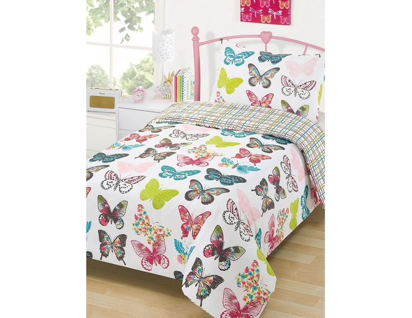 Layla Butterfly Double Duvet Cover and Pillowcase Set