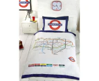 London Underground Tube Map Single Duvet Cover and Pillowcase Set