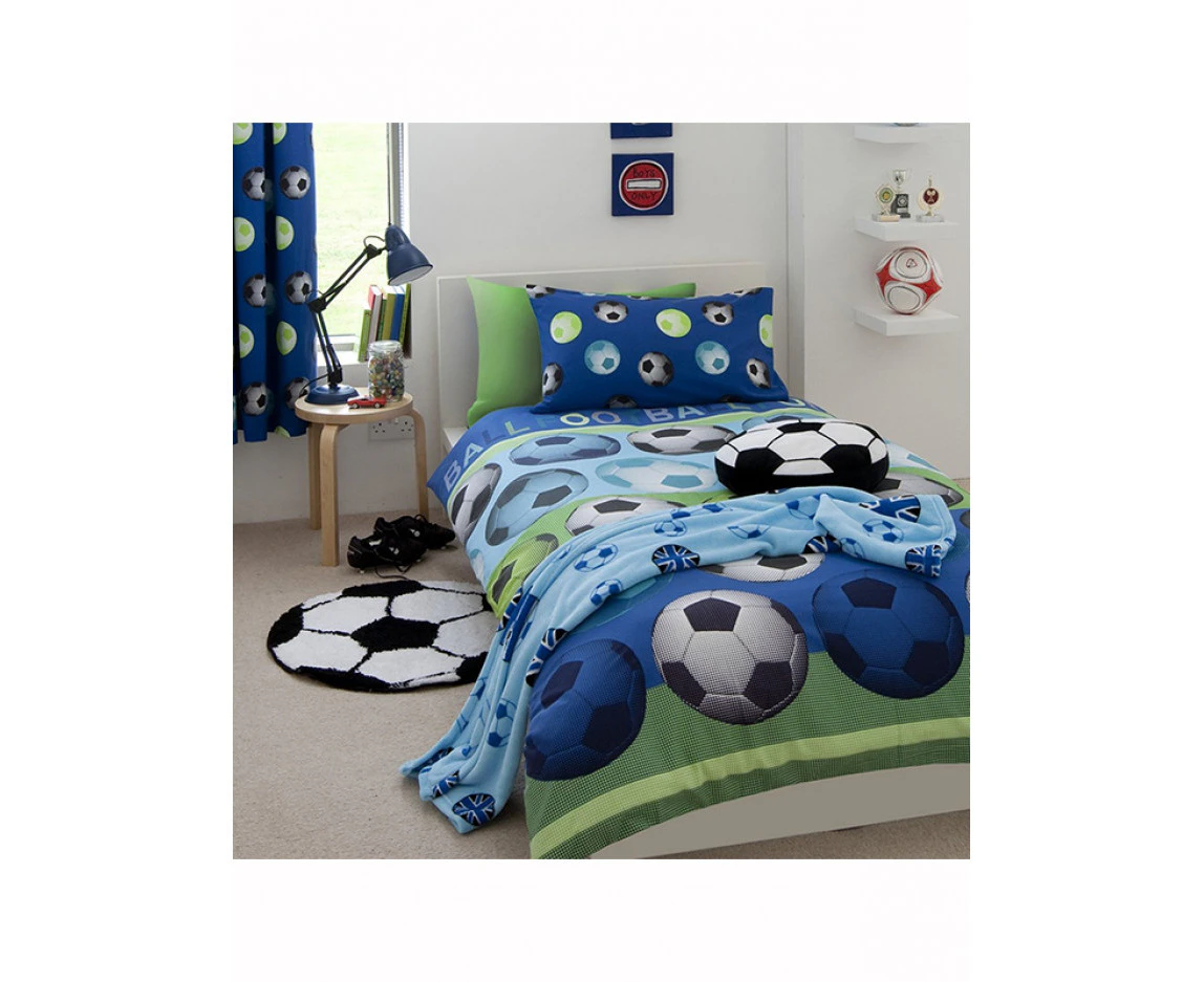 Catherine Lansfield Football Blue Single Duvet Cover Set