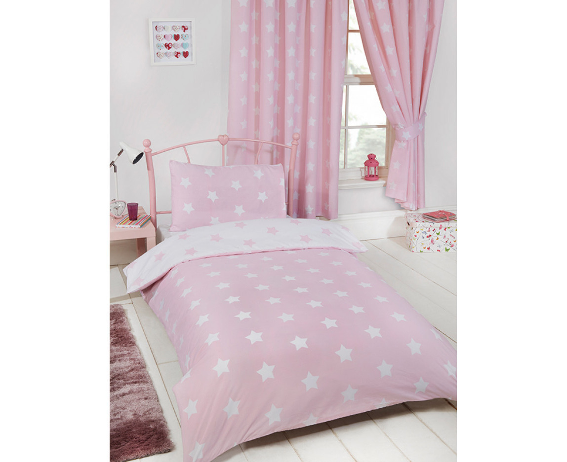 pink star single duvet cover