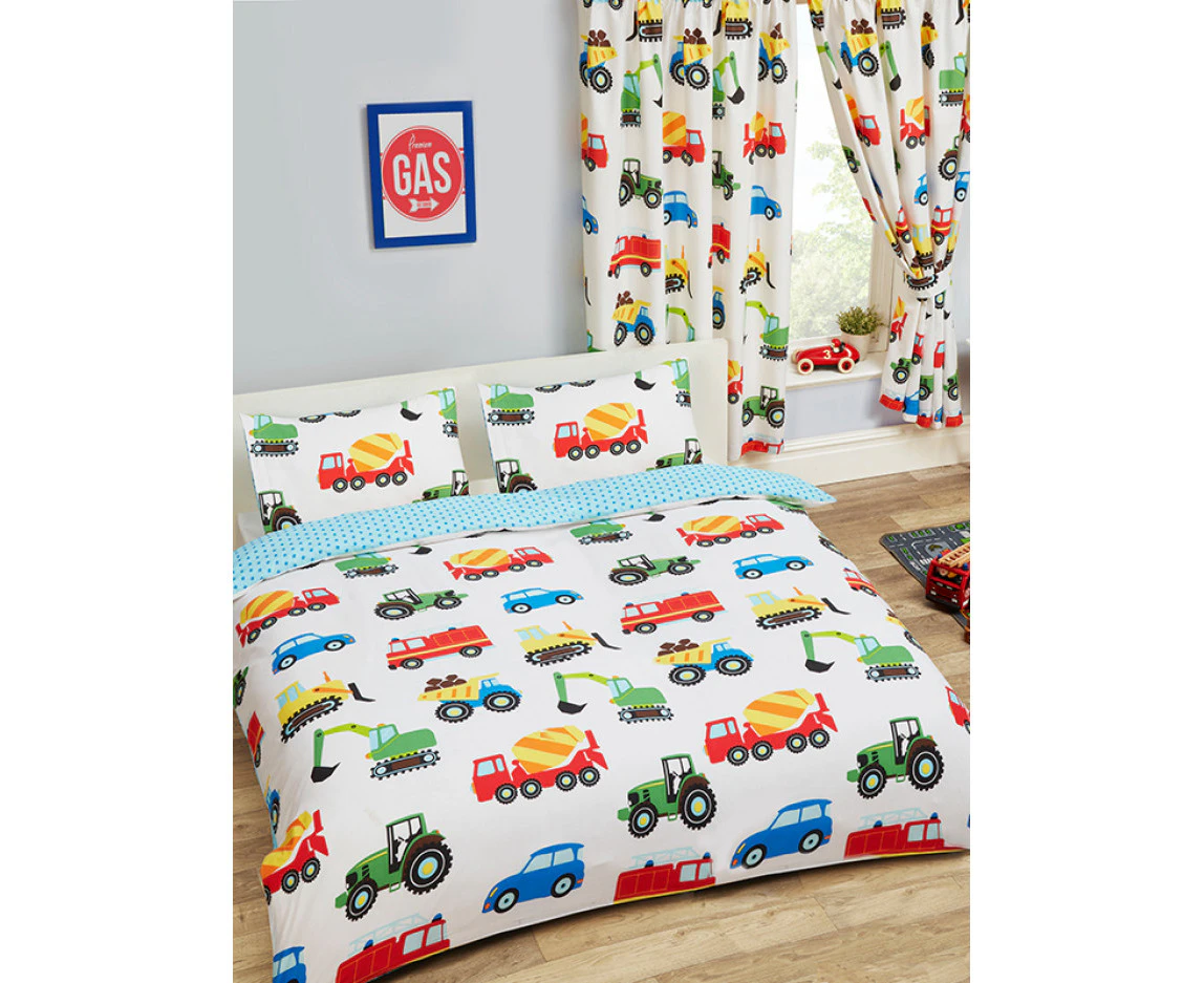 Trucks and Transport Double Duvet Cover and Pillowcase Set