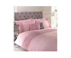 Limoges Rose Ruffle Blush Pink Double Duvet Cover and Pillowcase Set