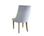 Regent Velvet Dining Chair (set of two) - Blue Grey - Natural Wood Leg