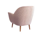 Augusta Velvet  Armchair - Pink - Natural Wood Leg