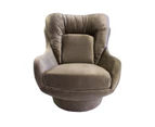 Hemingway Velvet Lounge Chair - Pebble Grey