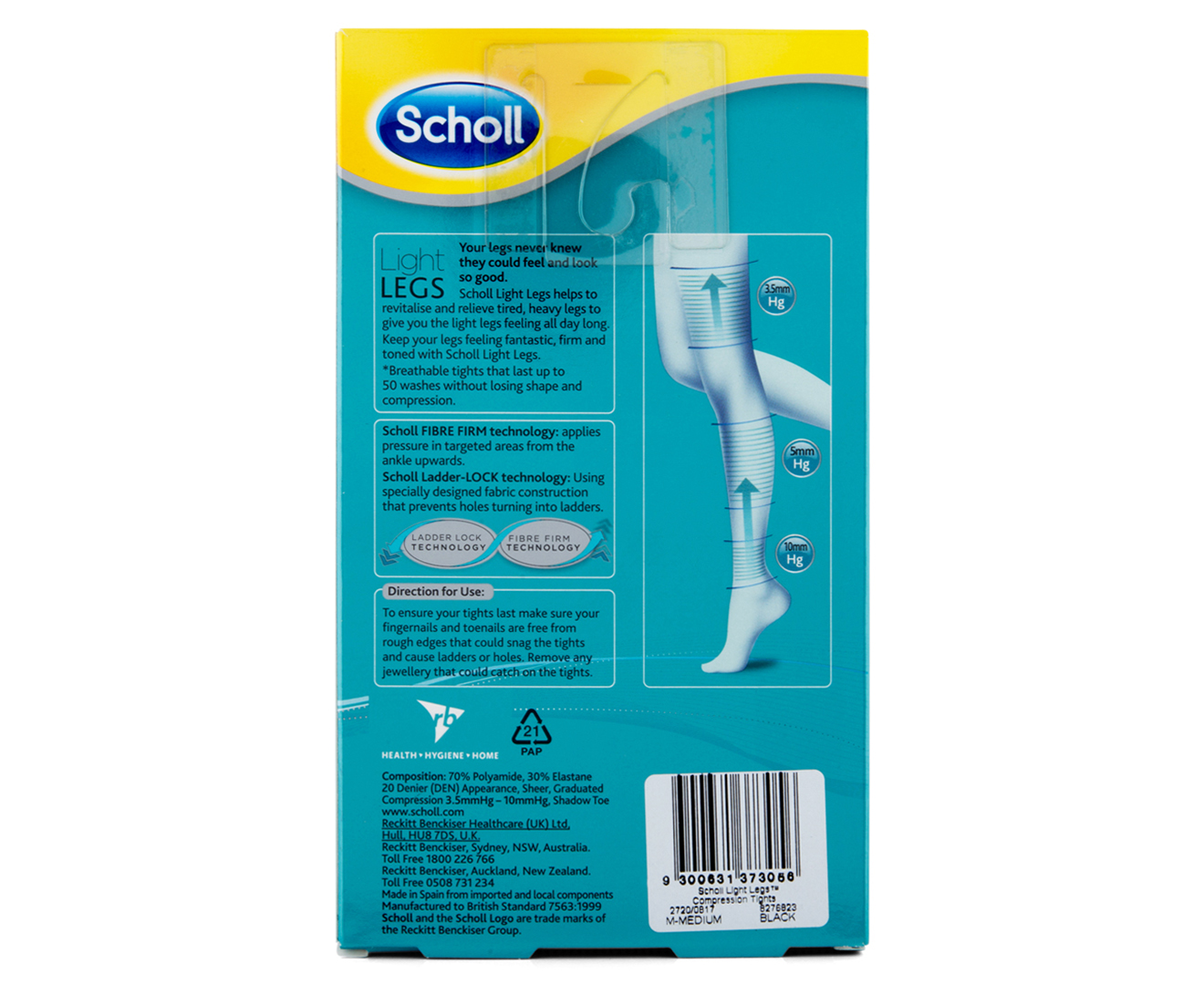 Scholl Light Legs Tights Black 20 Denier Medium 1 Pair