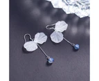Flower Droop Earrings -Silver