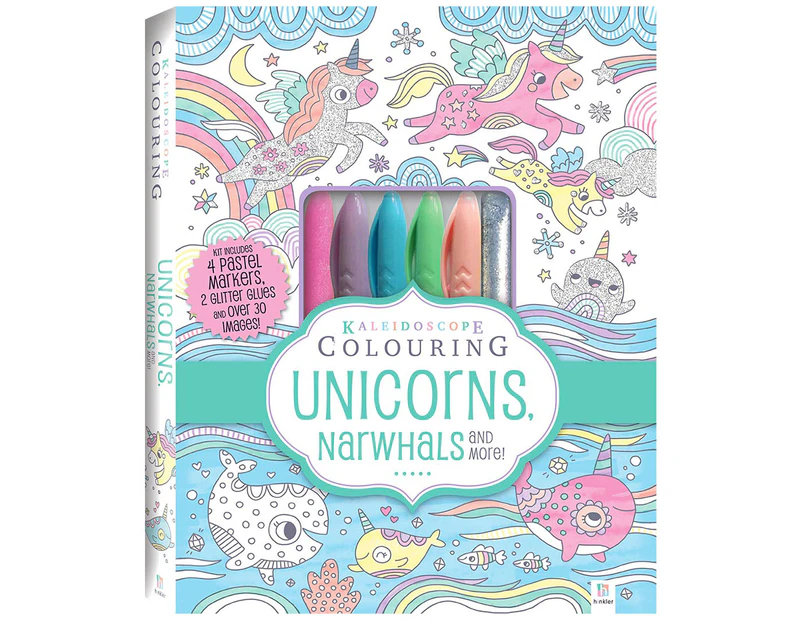 Kaleidoscope Pastel Colouring Kit: Unicorns, Narwhals & More