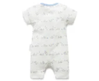 Purebaby Printed Short Sleeve Growsuit - Curious Puppy Print