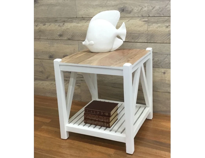 Naura Side Table  with Shelf - 50 x 50cm - Two Tone