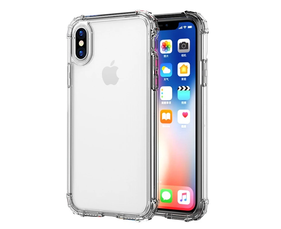 iPhone X Clear Case Transparent Crystal TPU PC Shockproof - Clear