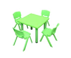 60x60cm Square Green Kid's Table and 4 Green Chairs