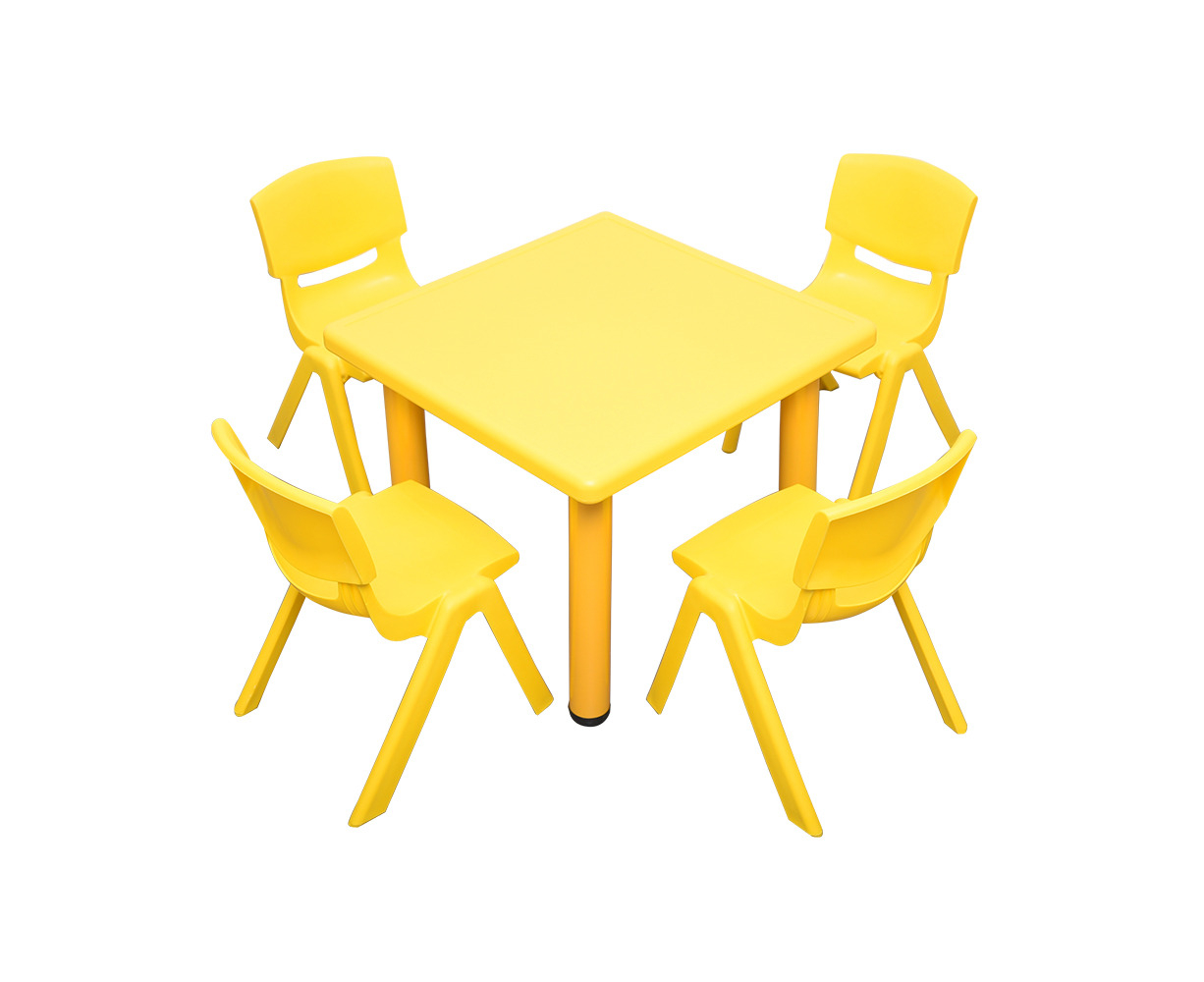 yellow chairs and table