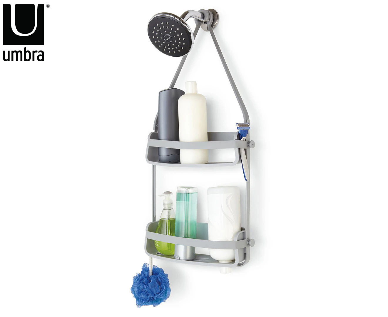 Umbra Flex Shower Head/Bathroom Hanging Storage Bottle Caddy Grey 31x9x65cm