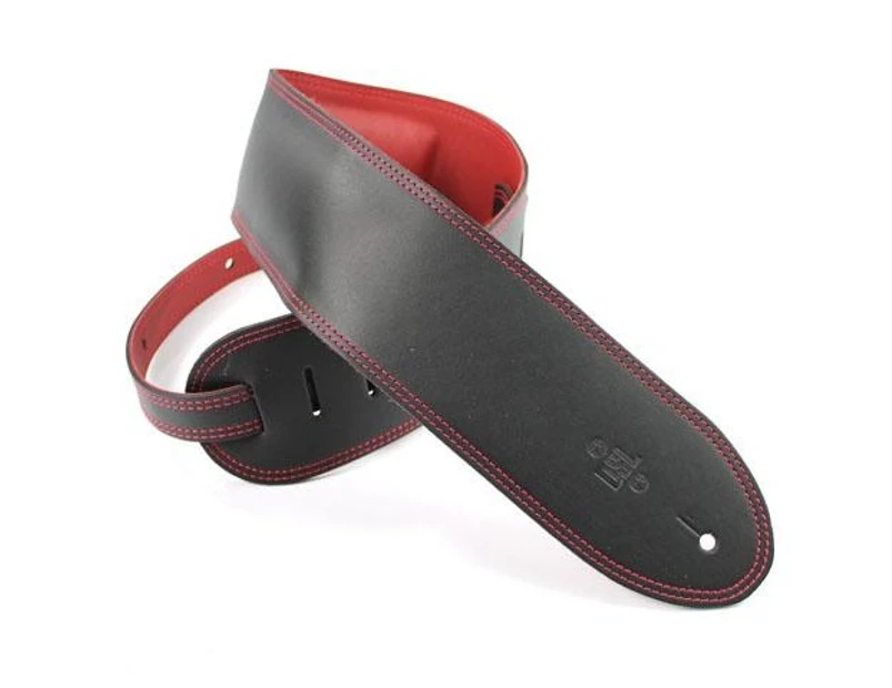 DSL Guitar Strap Leather 3.5" Black/Red GEG35