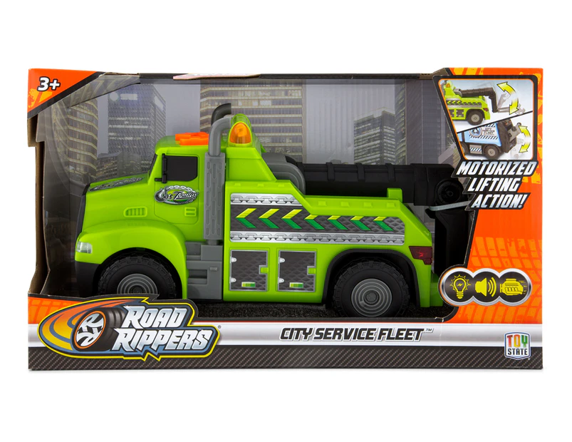 Toy State Road Rippers City Fleet Tow Truck - Green/Black