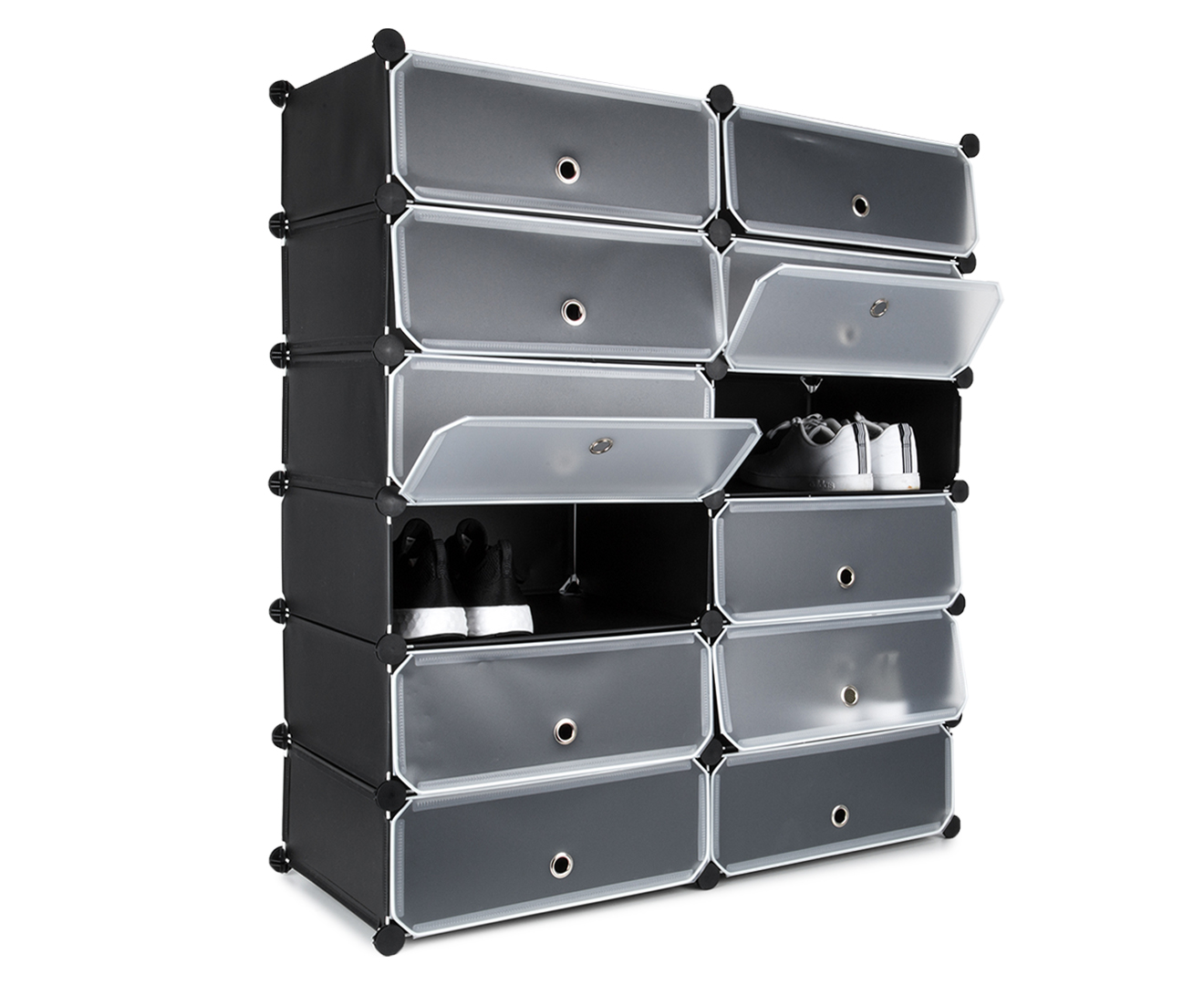 Ortega Home 12 Cube Stack Shoe Storage - Black/Clear | Catch.co.nz