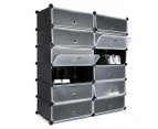 Ortega Home 12 Cube Stack Shoe Storage - Black/Clear