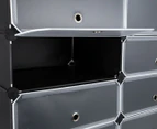 Ortega Home 12 Cube Stack Shoe Storage - Black/Clear