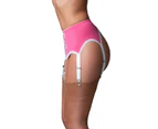 Nylon Dreams NDL66 Pink Lace 6 Strap Suspender Belt
