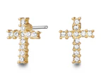 Mestige Cross Earrings w/ Swarovski® Crystals - Gold
