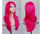 70cm Wavy Curly Sleek Full Hair Lady Wigs w Side Bangs Cosplay Costume Womens - hot-pink