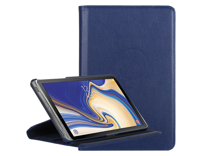 For Samsung Galaxy Tab S4 10.5in Case Dark Blue Lychee Texture Folio