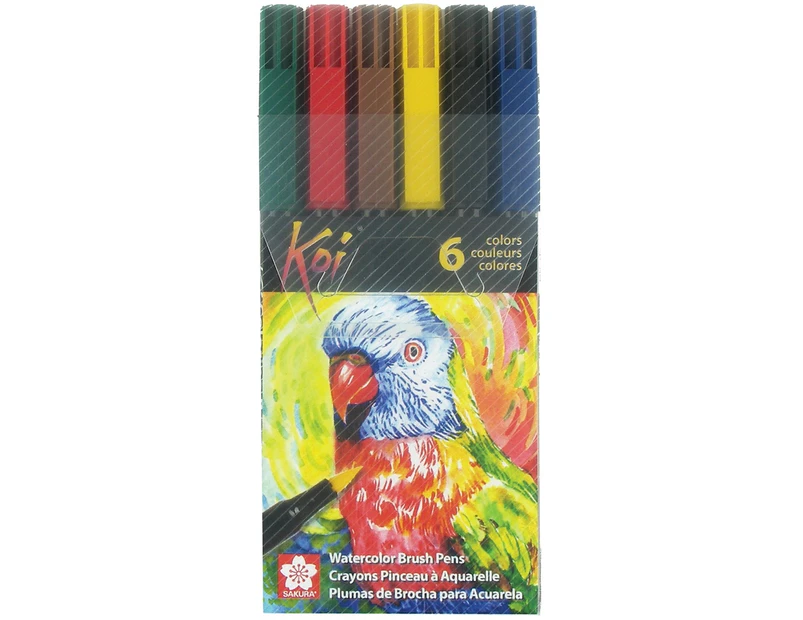 Koi Coloring Brush Pens 6/Pkg-Assorted