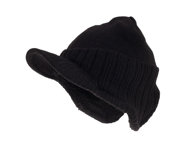 RockJock Mens German Style Peak Beanie Hat (Black) - HA615