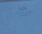 Coach Double Zip Pebbled Leather Wallet - Silver/Lapis