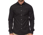 Tommy Hilfiger Men's Slim Fit Pinpoint Solid Long Sleeve Shirt - Black