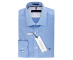 Tommy Hilfiger Men's Slim Fit Non-Iron Pinpoint Solid Long Sleeve Shirt - Blue